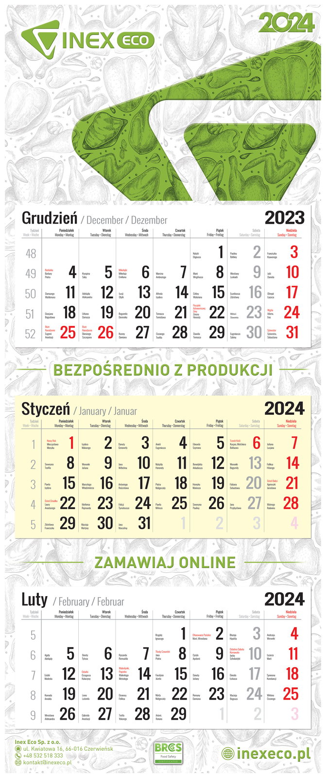 Kalendarz INEX ECO