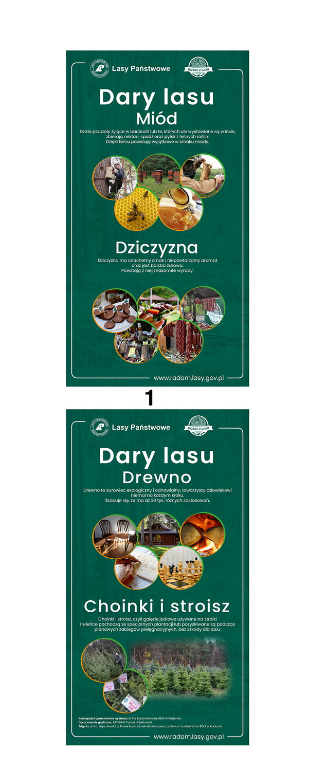 Zestaw ścianek wystawy Dary Lasu